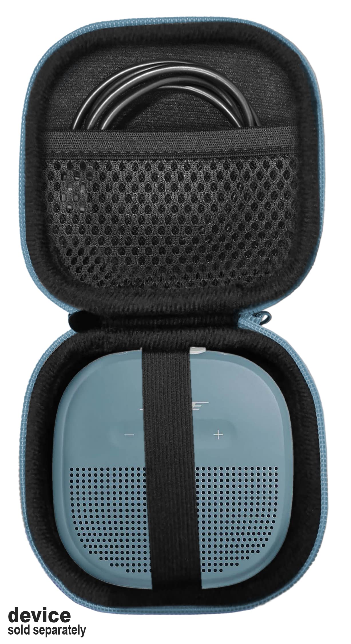 Feature Protective Case for Bose SoundLink Micro Bluetooth Speaker by WGear, Featured Design with mesh Pocket for Cable and Other Accessories, Elastic Strap to Secure Device WGear
