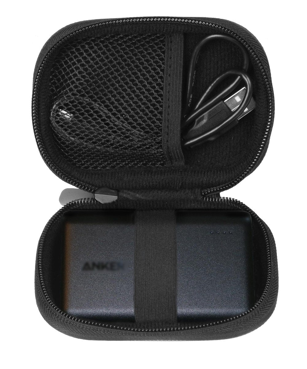 WGear Feature Designed Semi-Hard Case for Anker PowerCore 10000 Portable Charger Exter Batteries, mesh Pocket for Cable, Fastening Elastic Strap, Wrist Strap Ballistic Red WGear