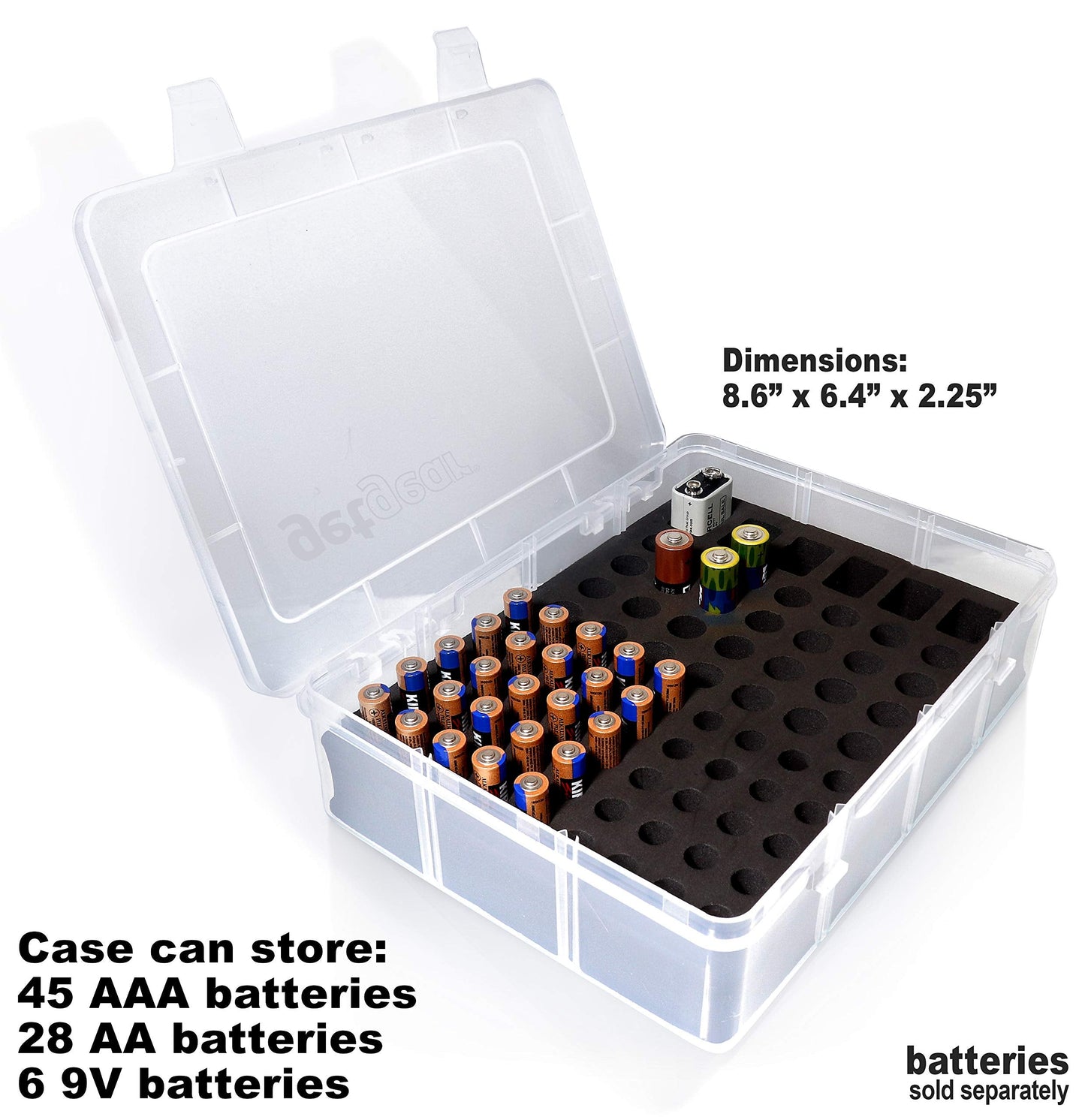 GETGEAR Battery Storage case for AA and AAA Home Alarm Batteries, Customized Inlay to Hold Battery Neat, Ideal case to Keep in Freeze, Moisture Free GETGEAR