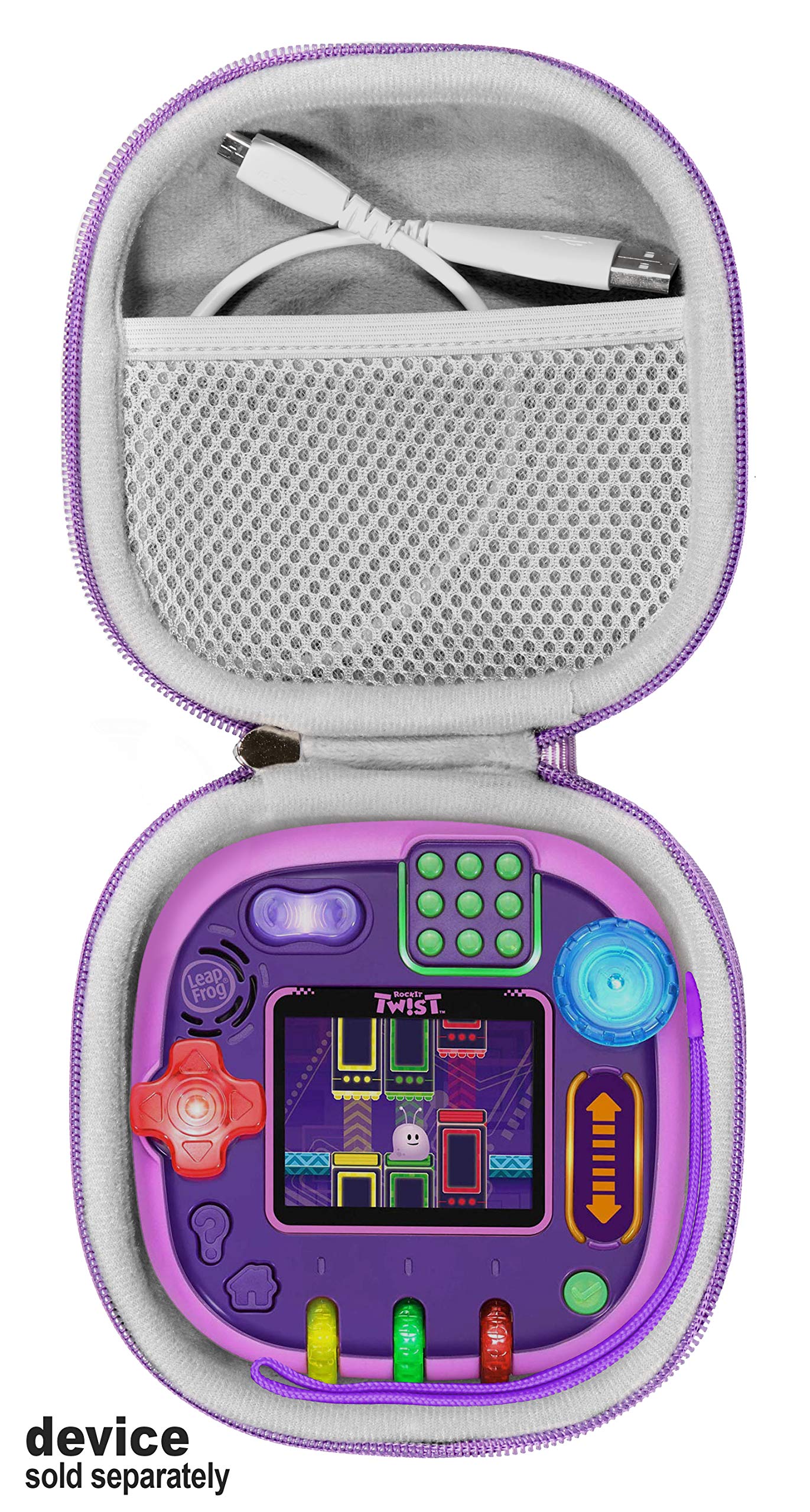 GETGEAR tailor made protective case for LeapFrog RockIt Twist Handheld Learning Game System, mesh pocket for cord and other accessories, finger strap (Purple) GETGEAR