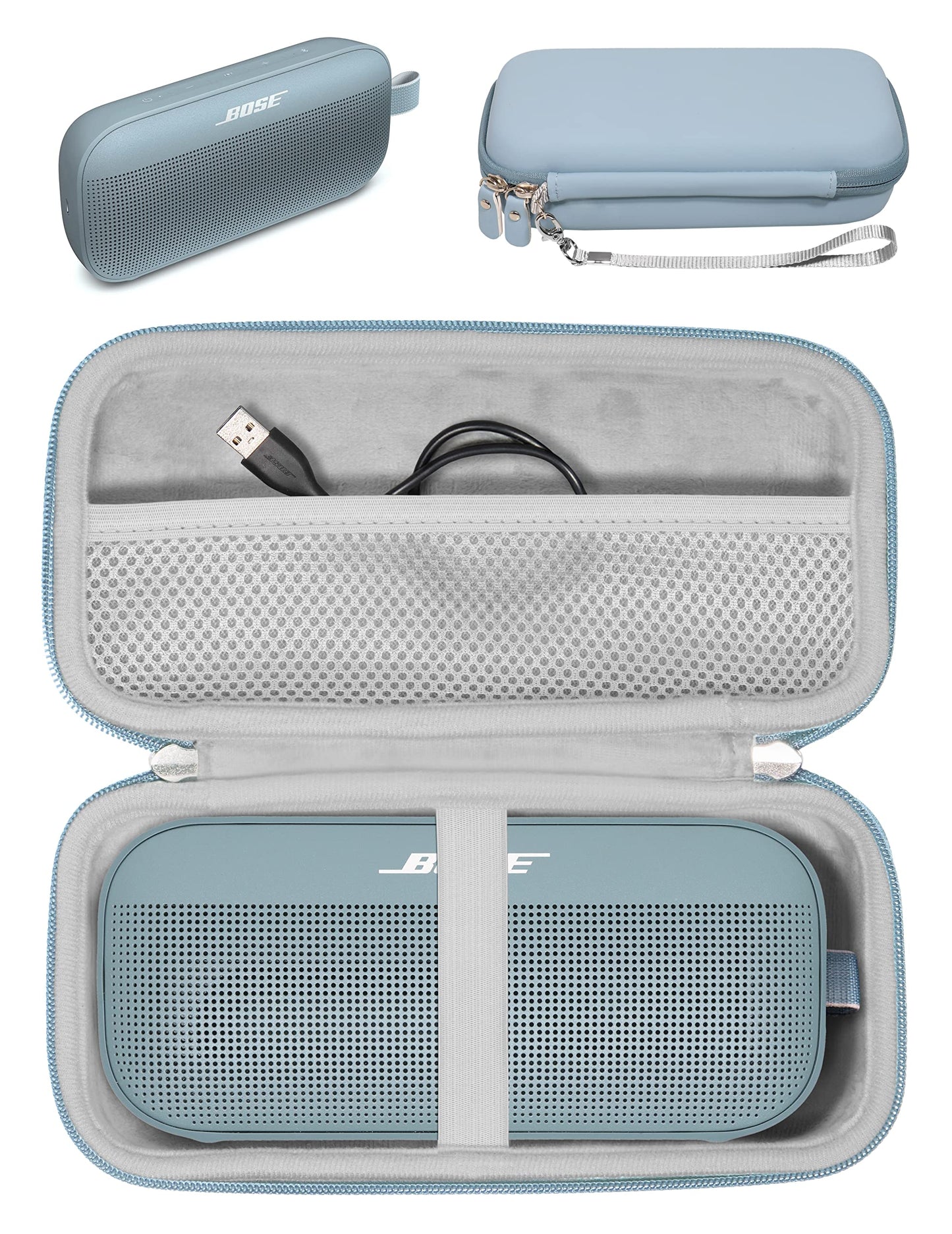 GETGEAR Case for Bose SoundLink Flex Bluetooth Portable Speaker by getgear, mesh Pocket for Charger Cord, Detachable Wrist Strap GETGEAR