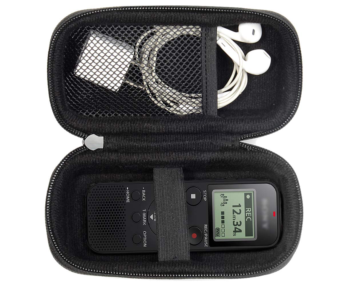 Digital Voice Recorder Case for Sony ICDPX370, PX440, PX470, BX140; Olympus WS-852, WS-853; KIMAFUN 2.4G and XIAOKOA 2.4G Wireless Lavalier Microphone, mesh Pocket in The lid, Detachable Wrist Strap WGEAR