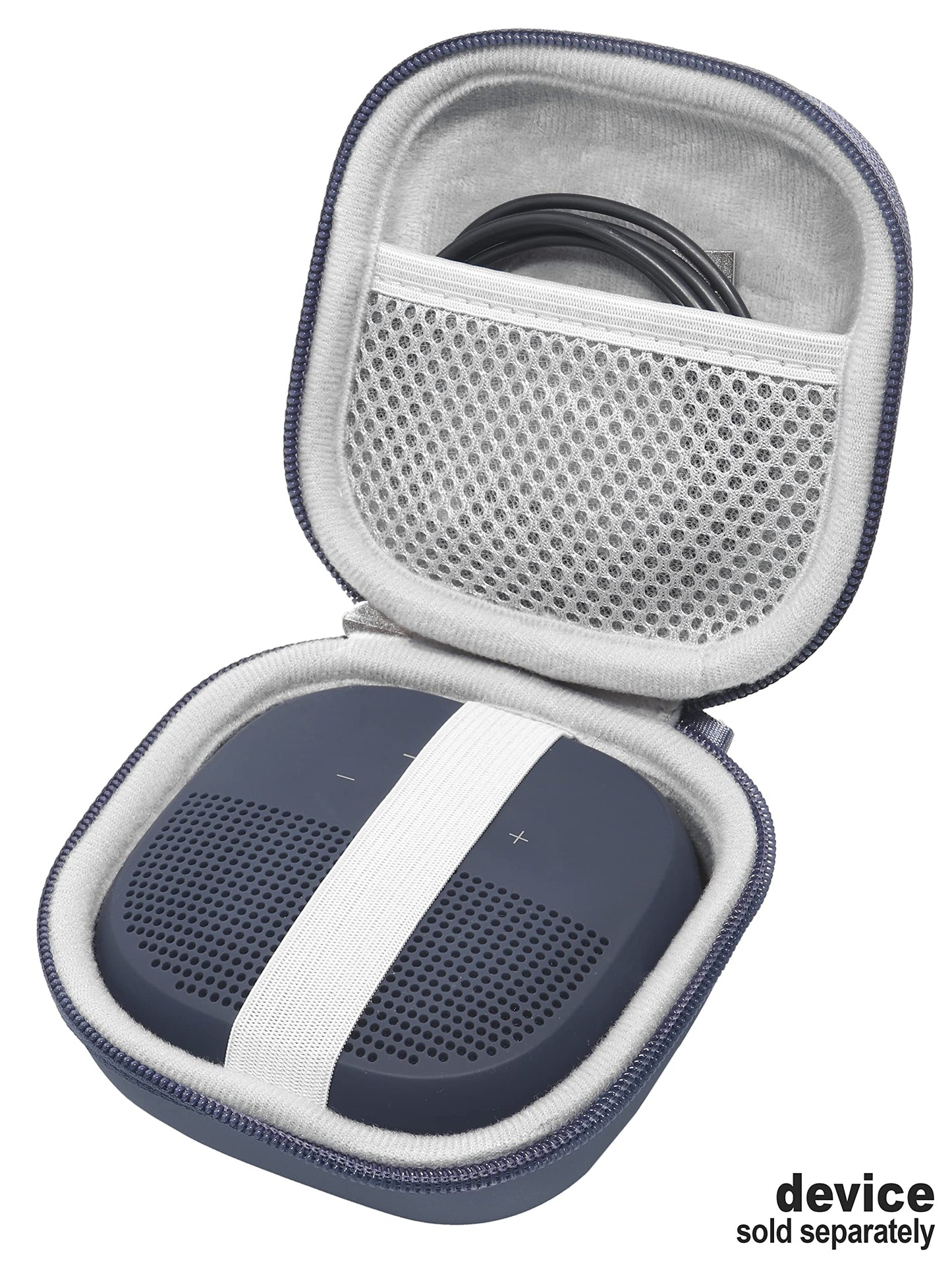 Feature Protective Case for Bose SoundLink Micro Bluetooth Speaker by WGear, Featured Design with mesh Pocket for Cable and Other Accessories, Elastic Strap to Secure Device WGear