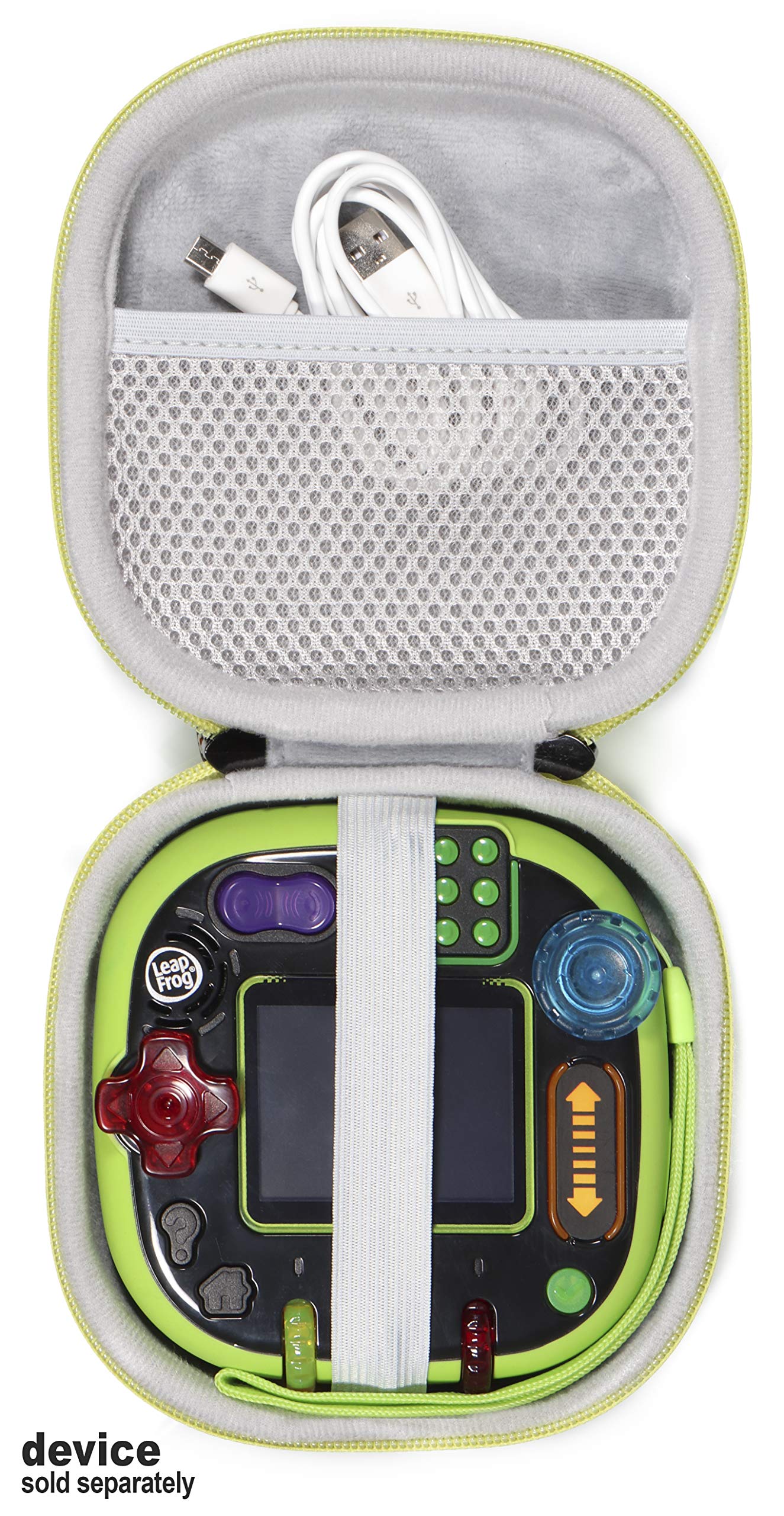 getgear Tailor Made Protective case for Leapfrog Rockit Twist Handheld Learning Game System, mesh Pocket for Cord and Other Accessories, Finger Strap (Green) GETGEAR