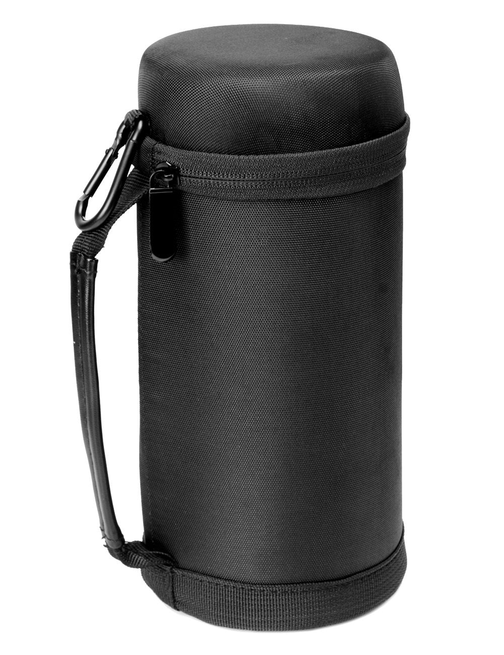 WGear Semi-Hard Lense Case for DSLR Camera Lens (Canon, Nikon, Sony, Pentax, Olympus, Panasonic,etc), Medium Size with Carabiner, Lens Cleaning Wipe (Black Medium) WGear