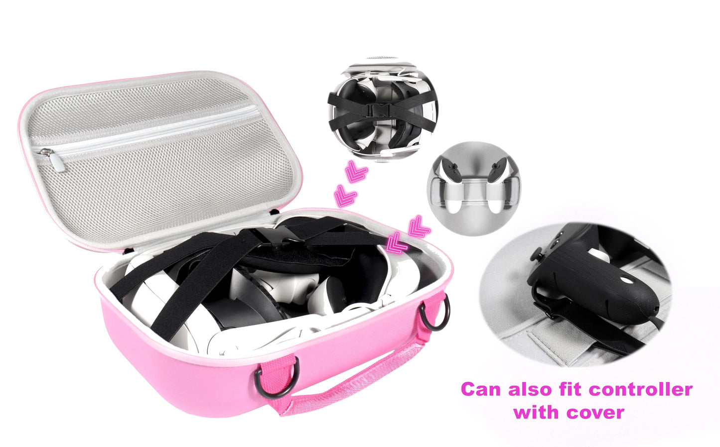 getgear VR Headset Case for Compatible with Meta Quest 3 / 3S, Portable Travel organier for VR and Controllers with Shoulder Strap, Also fits for Meta Quest 2, Oculus Quest 3, Vision Pro GETGEAR