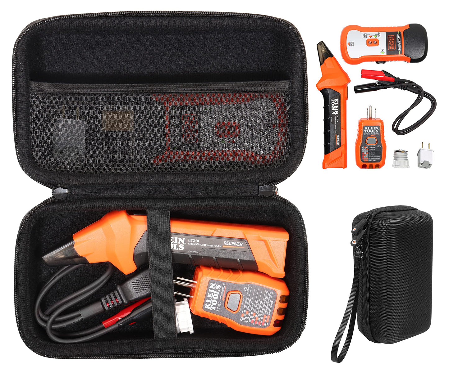 GETGEAR Circuit Breaker Finder/Tester case for Klein Tools ET310 AC Circuit Breaker Finder, RT310, Accessory Kit storage case, also good for other device and meters GETGEAR