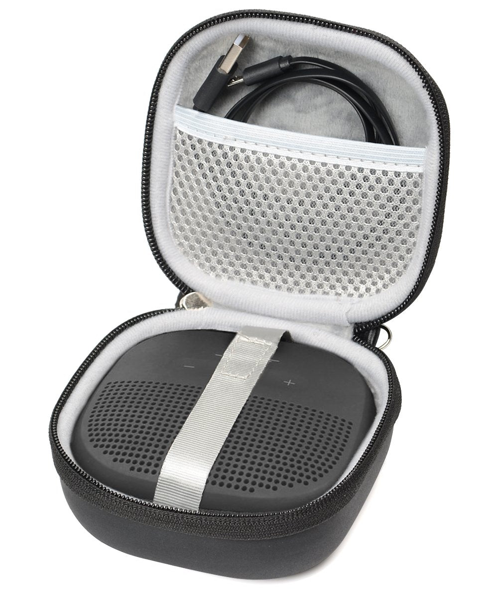 Feature Protective Case for Bose SoundLink Micro Bluetooth Speaker by WGear, Featured Design with mesh Pocket for Cable and Other Accessories, Elastic Strap to Secure Device WGear