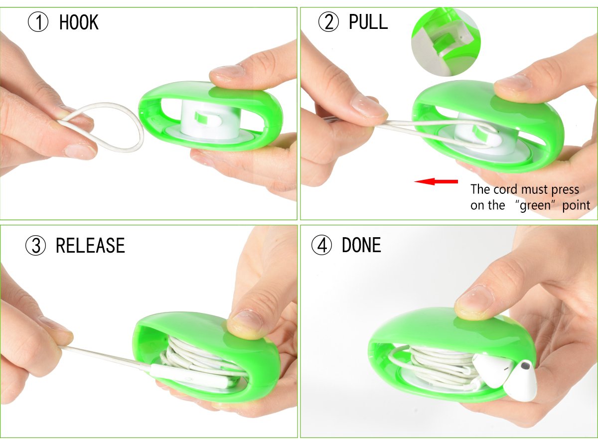WGear Earbuds Organizer, Cord Manager, Smart Automatic Cord Master, A Simple Pull Then Will Automatic withdraw, The Cord Must Press on The Automatic withdraw Button When Pull WGear