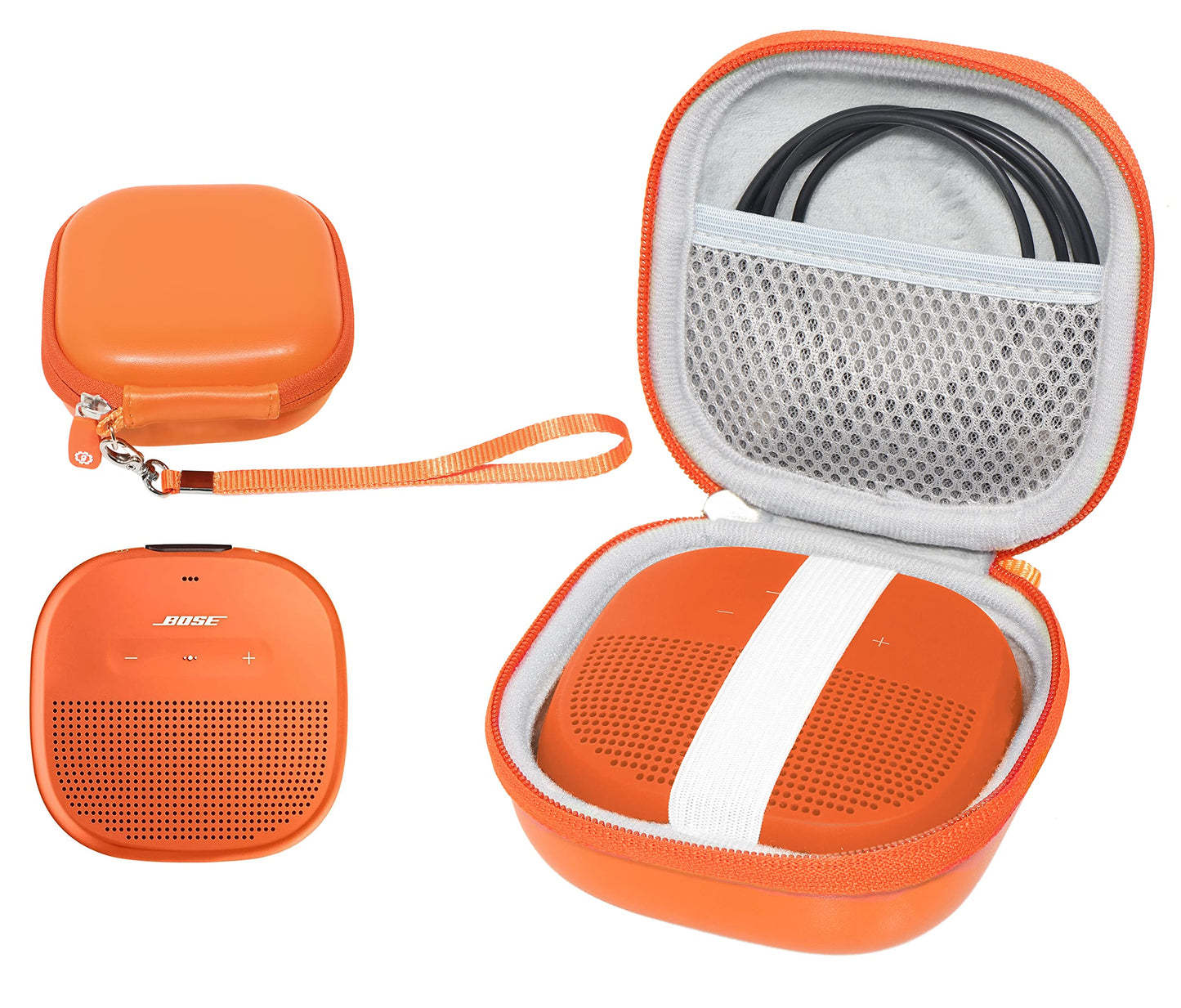 Feature Protective Case for Bose SoundLink Micro Bluetooth Speaker by WGear, Featured Design with mesh Pocket for Cable and Other Accessories, Elastic Strap to Secure Device WGear