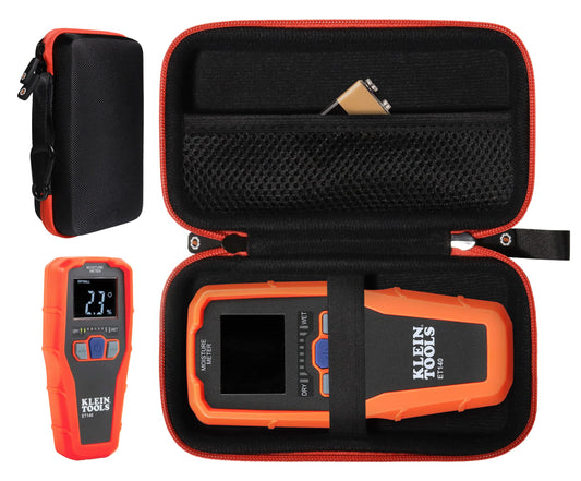 GETGEAR Moisture Meter Organizing Case compatible with Klein Tools ET140 Pinless Moisture Meter, black with red zip GETGEAR