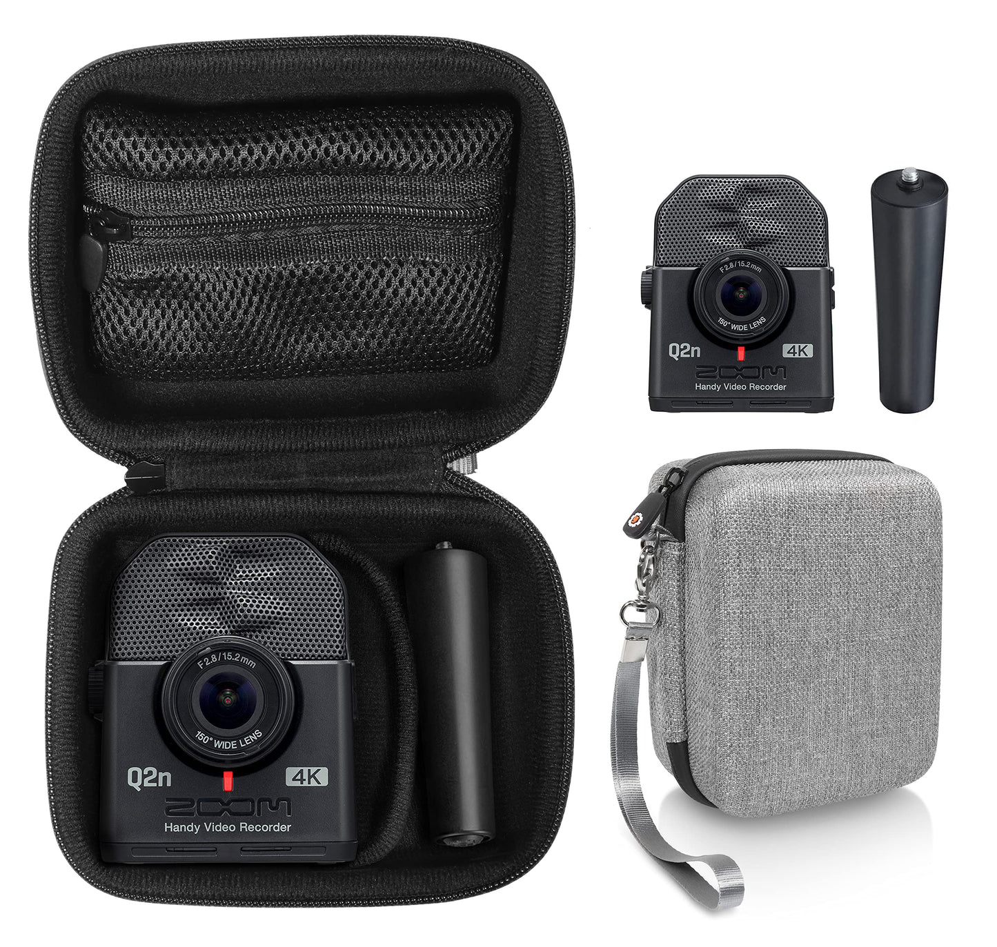 getgear Case for Zoom Q2n-4K Handy Video Recorder and Zoom MA-2 Tripod, Organizer for Q2n-4k/H2n Recorder, Tripod, Cord, Flash Memory Card and SSD, Also fit for mini Trail Game Camera GETGEAR