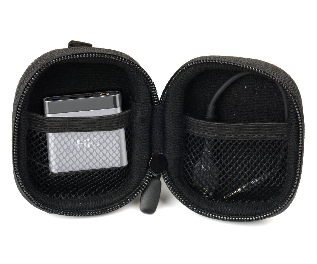 WGear Desined Featured Headphone Amplifier Case for FiiO A1, FiiO K1, Topping NX1A, Fulla USB Dongle DAC/AMP, with mesh Pocket for Cable, Fastening Elastic Strap, Wrist Strap Ballistic Black WGear