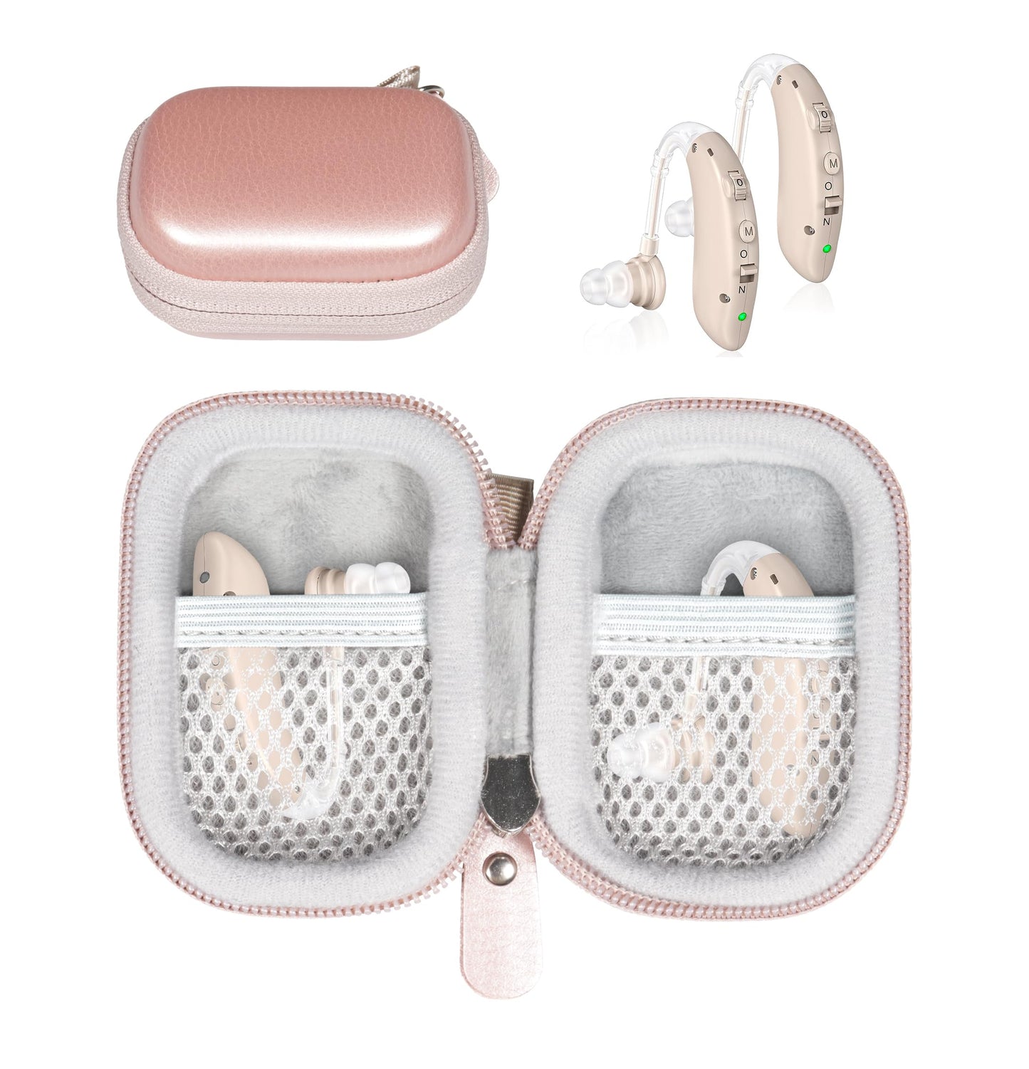 Designed Protective Case for Hearing Aid, Hearing Amplifier, Personal Sound Amplifier, Hearing Device, Listening Device(Rose Gold) WGear