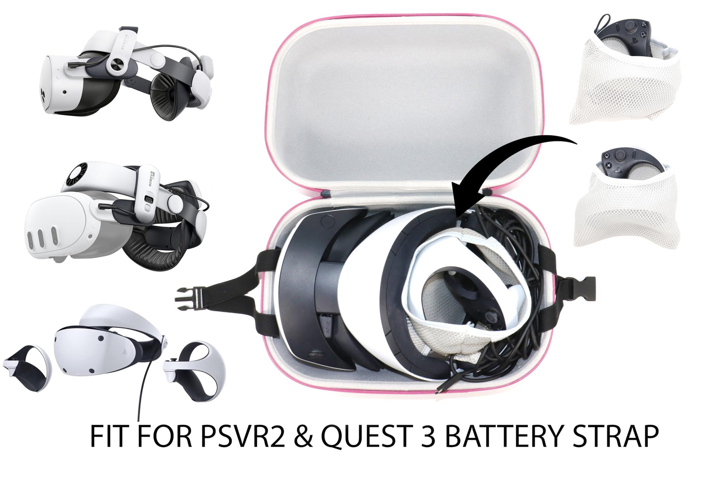 GETGEAR Case for PSVR 2 / Quest 3(with Large Size modded strap like BOBOVR ) Case With Shoulder Strap, Multicolor Option Avaliable.
