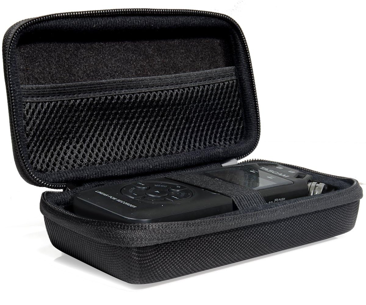 Professional Portable Recorder Case for Tascam DR-05, DR-40, DR-100MKII Music Recorder with mesh Pocket Cable, Outdoor Microphone Windscreen Muff, Elastic Strap, Strong and Light Weight Hard case WGear