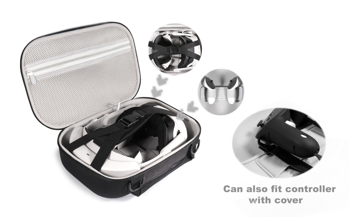 getgear VR Headset Case for Compatible with Meta Quest 3 / 3S, Portable Travel organier for VR and Controllers with Shoulder Strap, Also fits for Meta Quest 2, Oculus Quest 3, Vision Pro GETGEAR