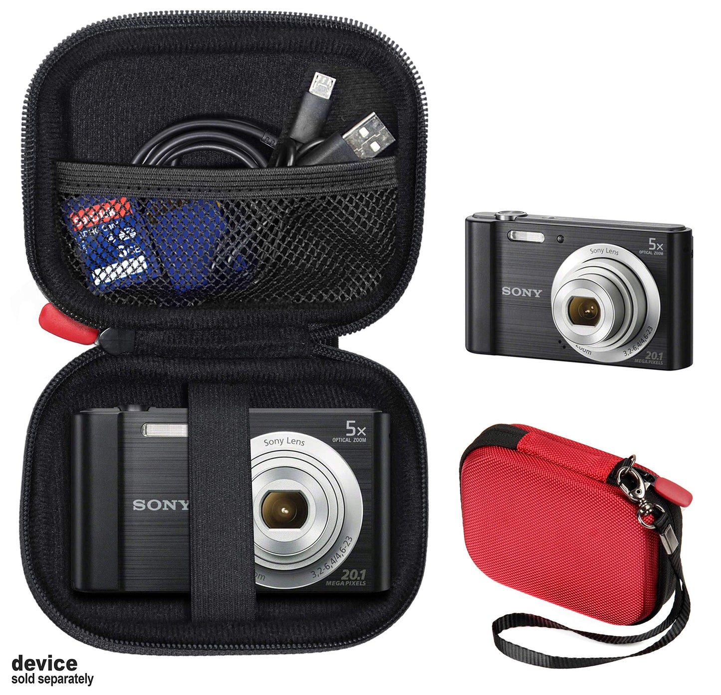 WGear Digital Camera Case for CAMKORY, Fulealfly, Lecran, Sony W800/S, DSCW830; Canon PowerShot ELPH360 HS/ 360/350 HS/350/310/190/180; Kodak PIXPRO Friendly Zoom FZ43, FZ53-BL; Nikon COOLPIX L32 WGear