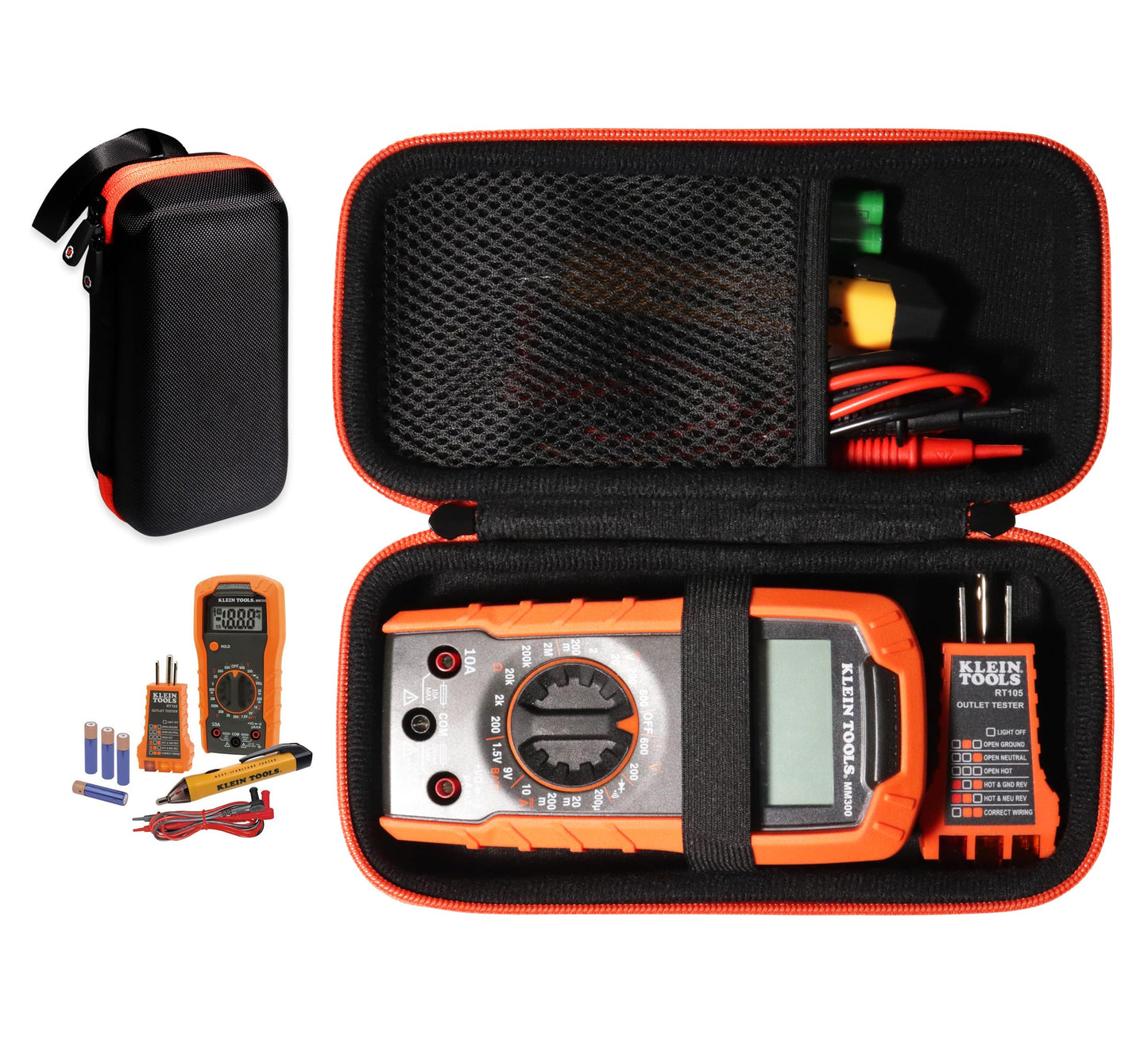GETGEAR Electrical Test Kit Case for Klein Tools 69149P with Digital Multimeter, Noncontact Voltage Tester, Electrical Outlet Tester, Leads, Batteries GETGEAR