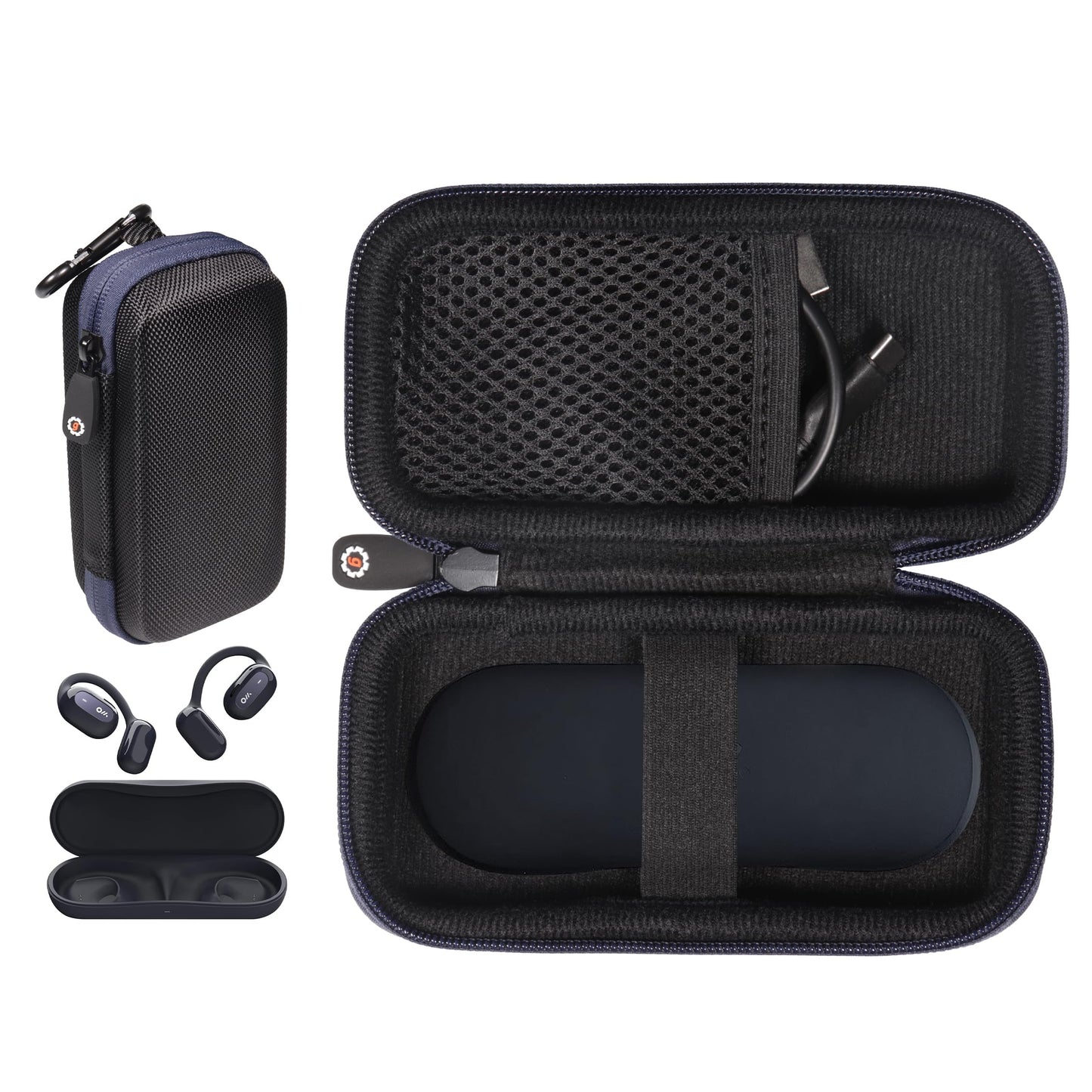 getgear Earbuds Case Compatible with Oladance OWS 2, OWS 1 Open Ear Headphones Without Charging case, mesh Pocket for Charge Cable GETGEAR