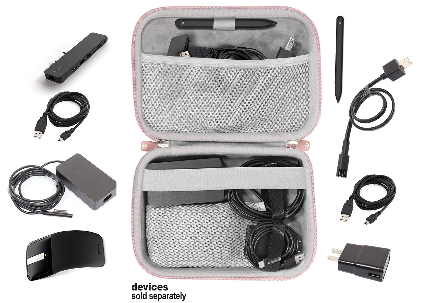 Microsoft Surface Accessories organizing case, by getgear, for Surface Dock, Surface Charger Adapter, Surface Arc Mouse, Surface Pen, Surface USB 3.0 Hub Docking Station and Others GETGEAR