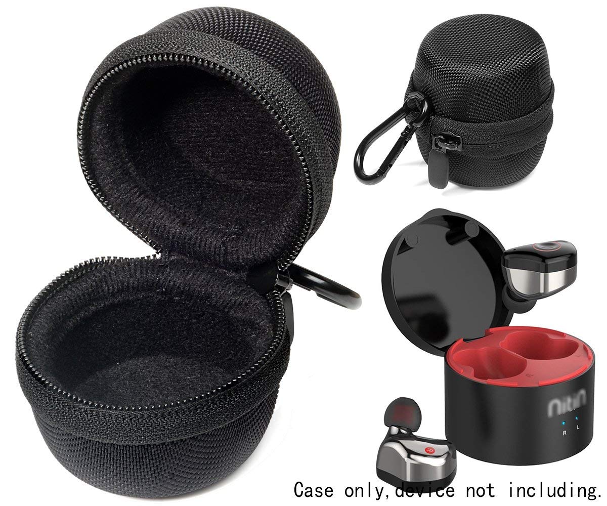 True Wireless Earbuds Charger case for Wonstart Muti-Touch, Bluetooth, BEAUTME Wireless, Nitin Touch, DZAT Touch, Strong Compact and Light Case with Easy Carry Carabiner WGear