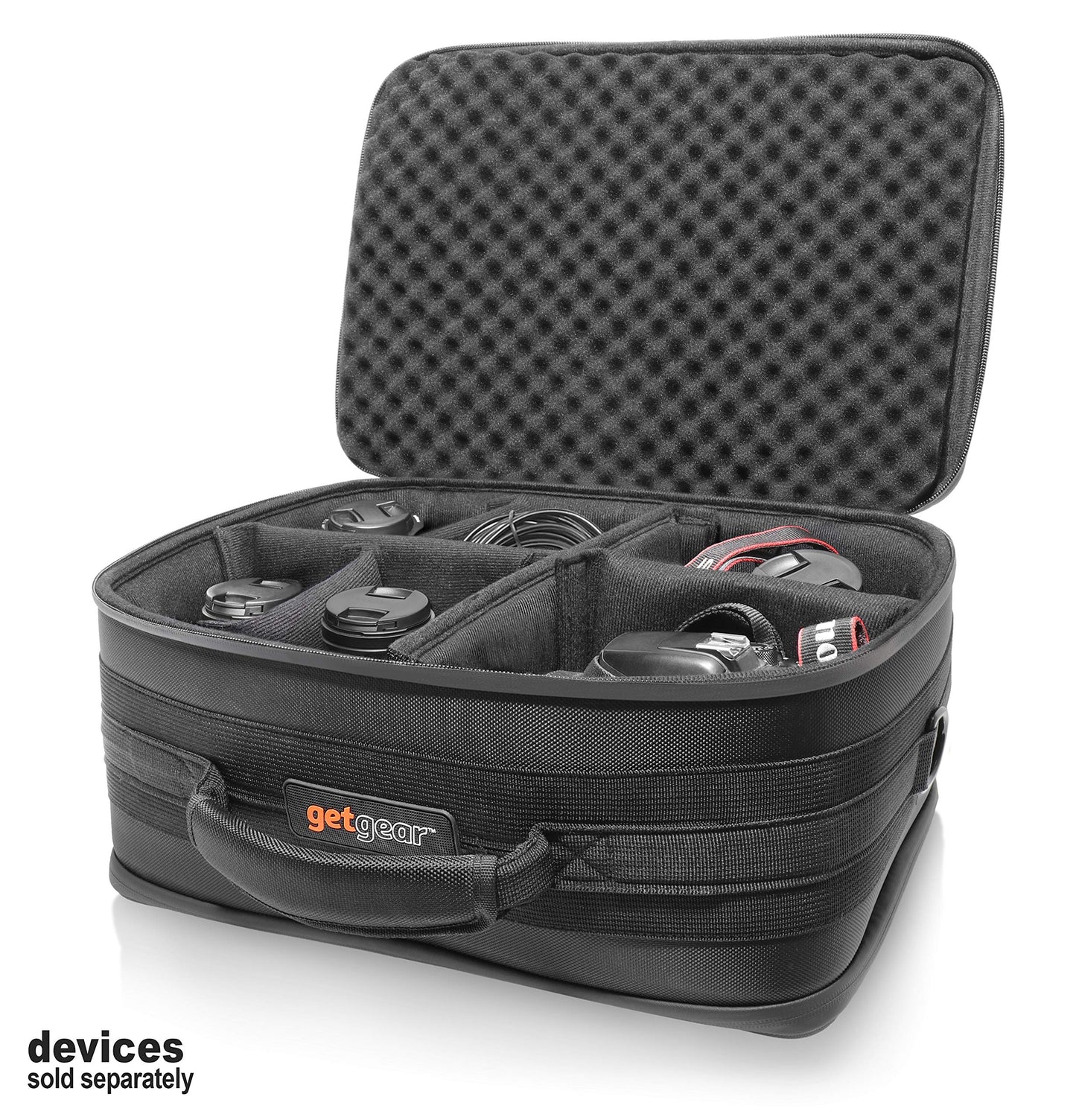 GETGEAR Professional All in one Camera case for up to 2 Cameras and Three Lenses, Long Distance, Wide Angel and Facial, for Canon EOS, EOS Rebel, Panasonic, Sony, Olympus, All Models GETGEAR