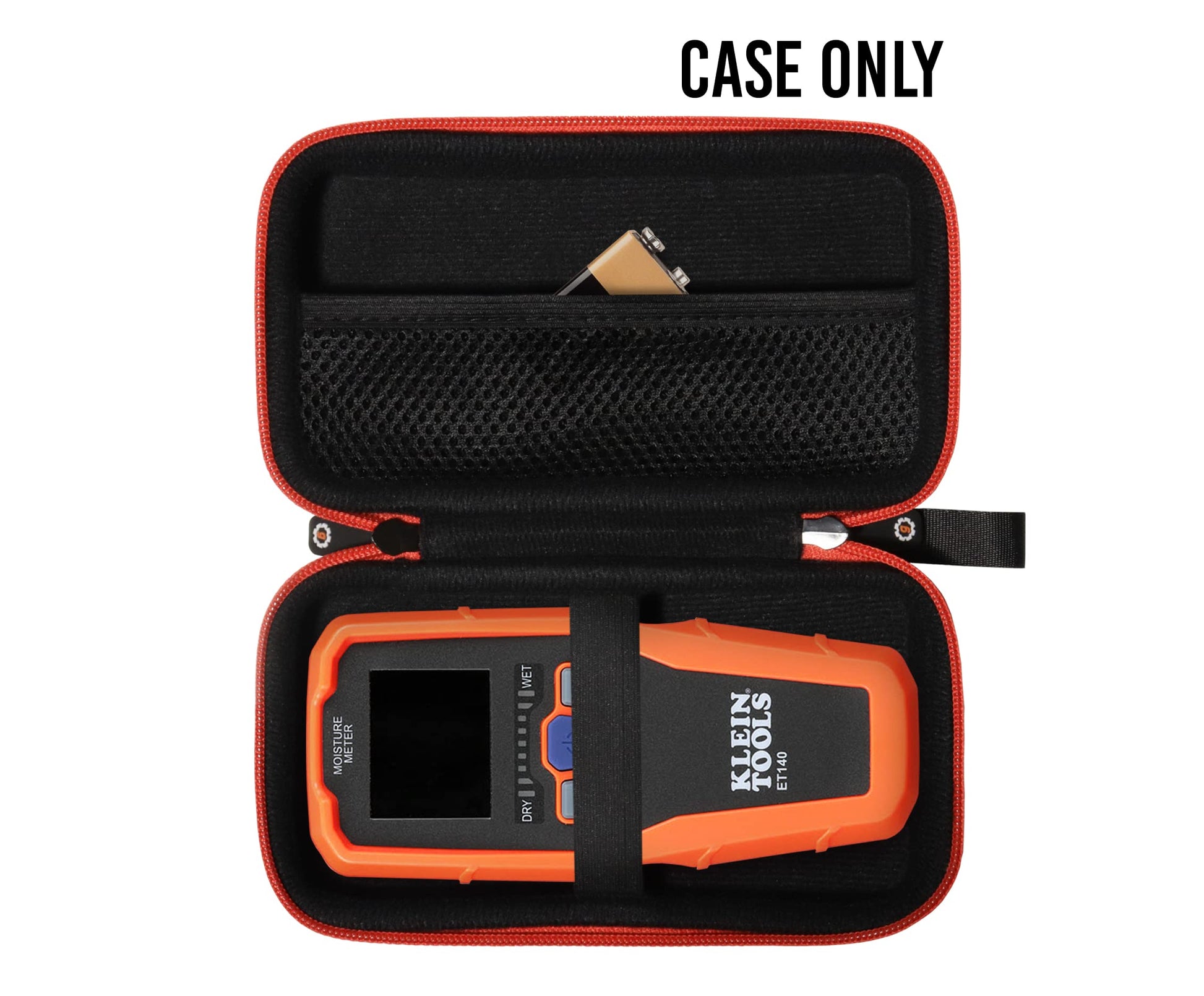 GETGEAR Moisture Meter Organizing Case compatible with Klein Tools ET140 Pinless Moisture Meter, black with red zip GETGEAR