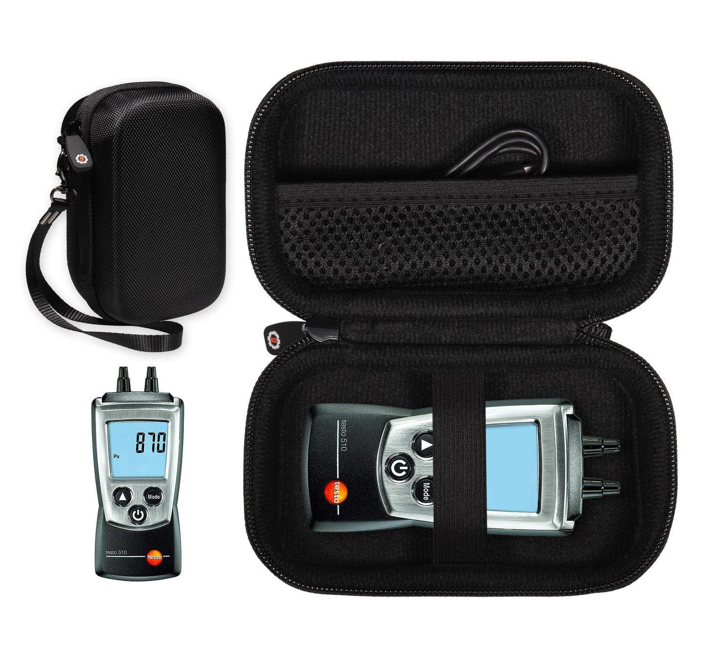 GETGEAR Meter Organizing Case for testo 510 Digital Manometer Dual Port Different Pressure meter GETGEAR