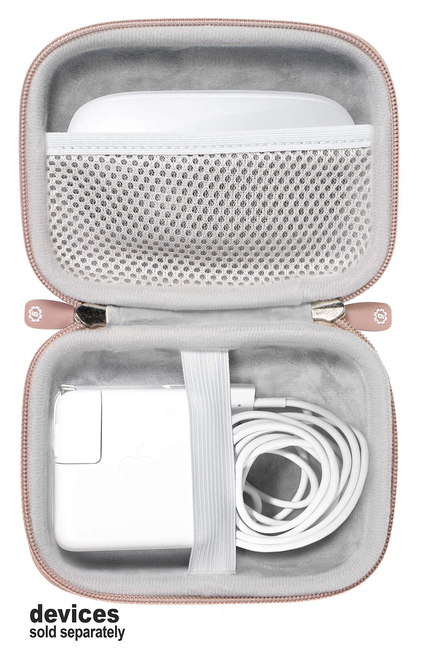 GETGEAR case for MacBook Magsafe/Magsafe 2 Charger Adapter, Magic Mouse 1, 2, Lightning Hub, Type C and USB Hub, Card Reader, All in one Carrying Solution (Rose Gold) GETGEAR