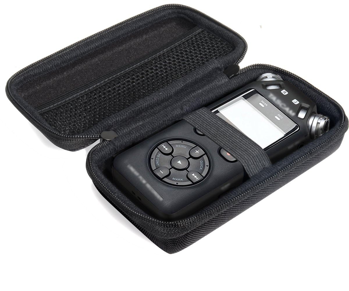 Professional Portable Recorder Case for Tascam DR-05, DR-40, DR-100MKII Music Recorder with mesh Pocket Cable, Outdoor Microphone Windscreen Muff, Elastic Strap, Strong and Light Weight Hard case WGear