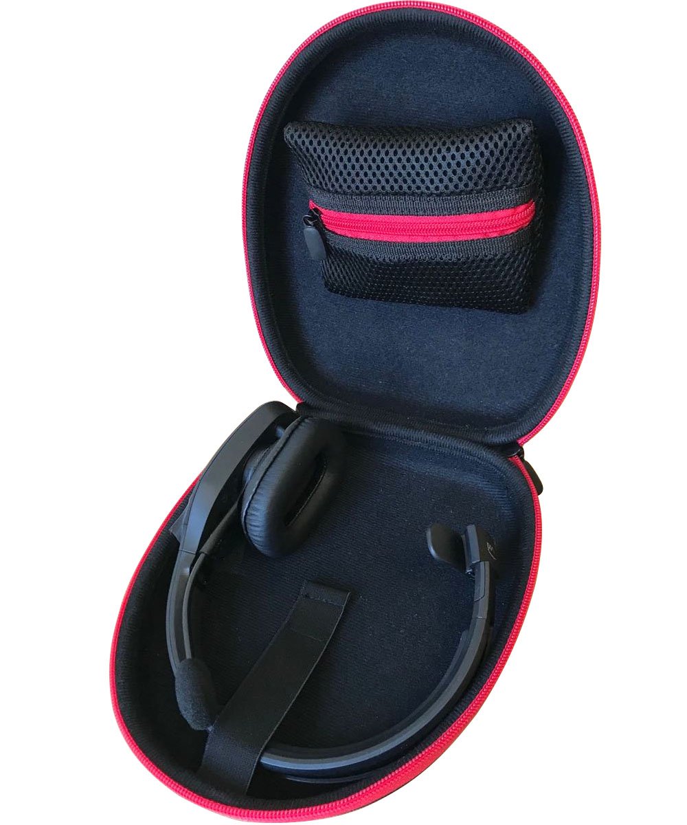 Headset Case for VXI BlueParrott B450-XT, B450-XT -204010-C, B350-XT, B250-XTS, C400-XT, Mesh Pocket for Cable, Amplifier and Other Accessories, Detachable Wrist Strap WGear