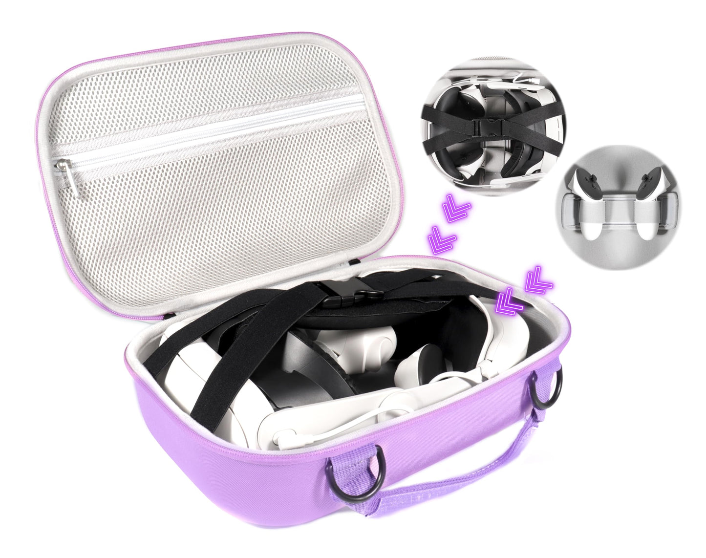 getgear VR Headset Case for Compatible with Meta Quest 3 / 3S, Portable Travel organier for VR and Controllers with Shoulder Strap, Also fits for Meta Quest 2, Oculus Quest 3, Vision Pro GETGEAR