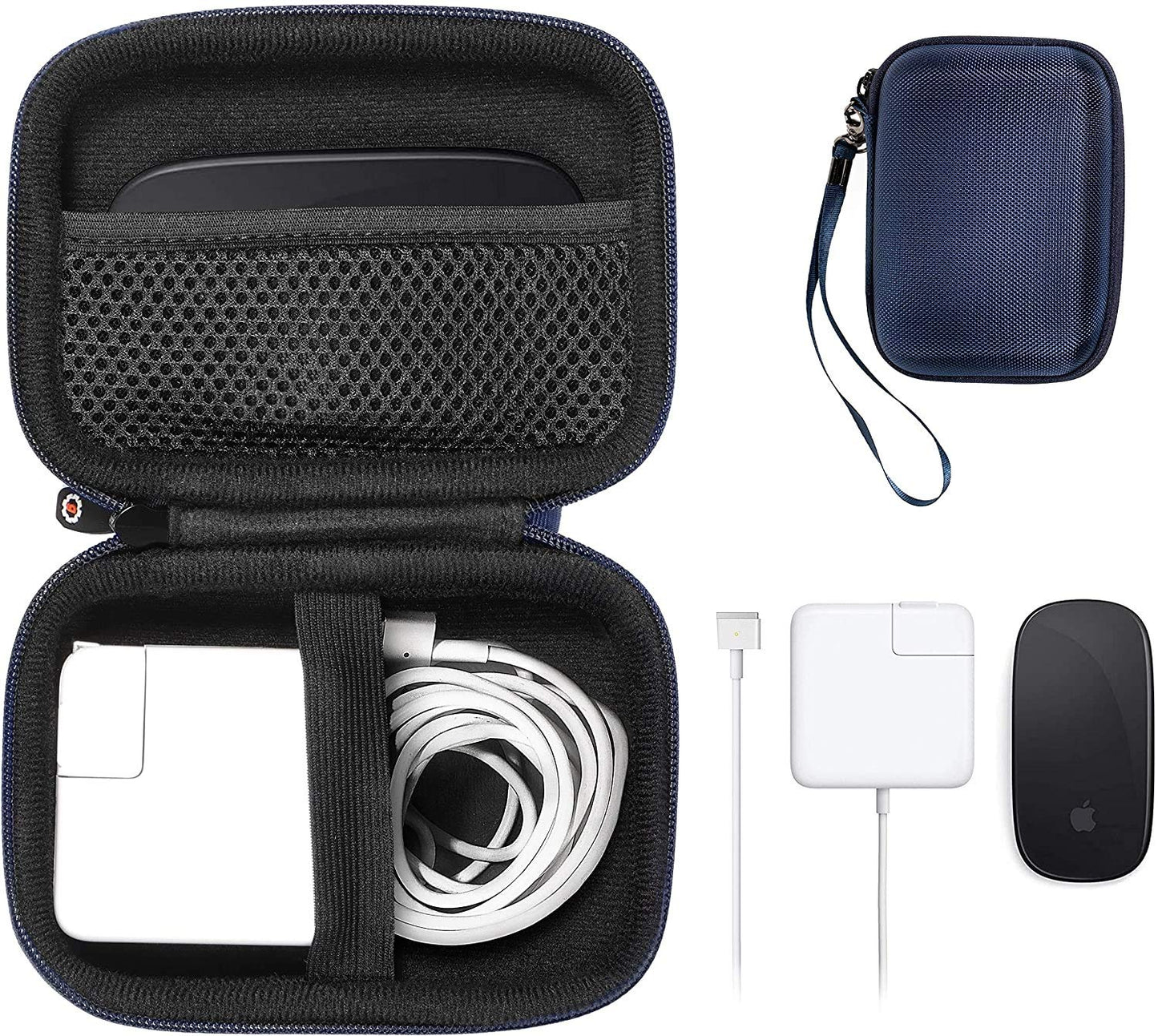 GETGEAR case for MacBook Magsafe/Magsafe 2 Charger Adapter, Magic Mouse 1, 2, Lightning Hub, Type C and USB Hub, Card Reader, All in one Carrying Solution (Blue) GETGEAR