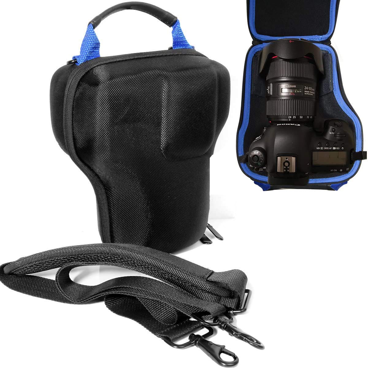 WGear DSLR Camera Lens kit Semi Hard Case for Canon EOS 7D 6D 5D Mark II III IV 5DS R EF 24-105mm f/4 F4 L is USM EF 24-70mm f/2.8L II USM DSLR Lens Kit, Strong, Removal Padding, Hand/Shoulder Strap WGear