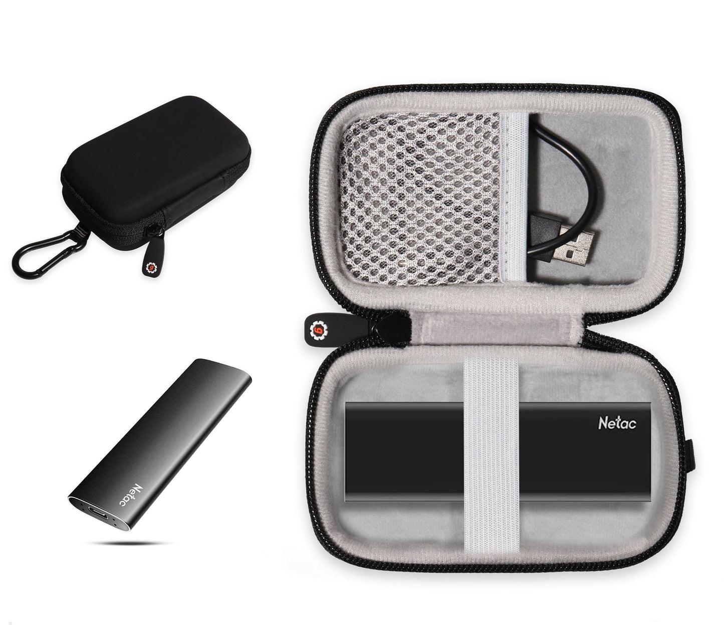 Getgear Portable Case Compatible with Nectac Portable SSD USB3.2 Gen2 1TB, 2TB, 512GB GETGEAR