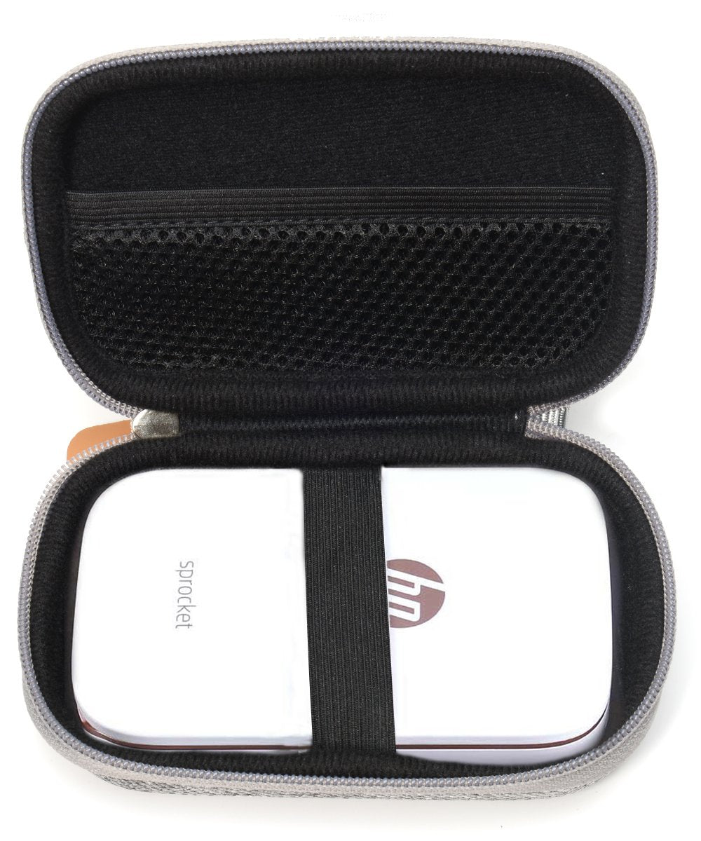 Shockproof Travel Easy Carrying Case for HP Sprocket Portable Photo Printer and Polaroid ZIP Mobile Printer, Mesh Pocket for Cable, Printing Paper and other accessories, Gray WGear