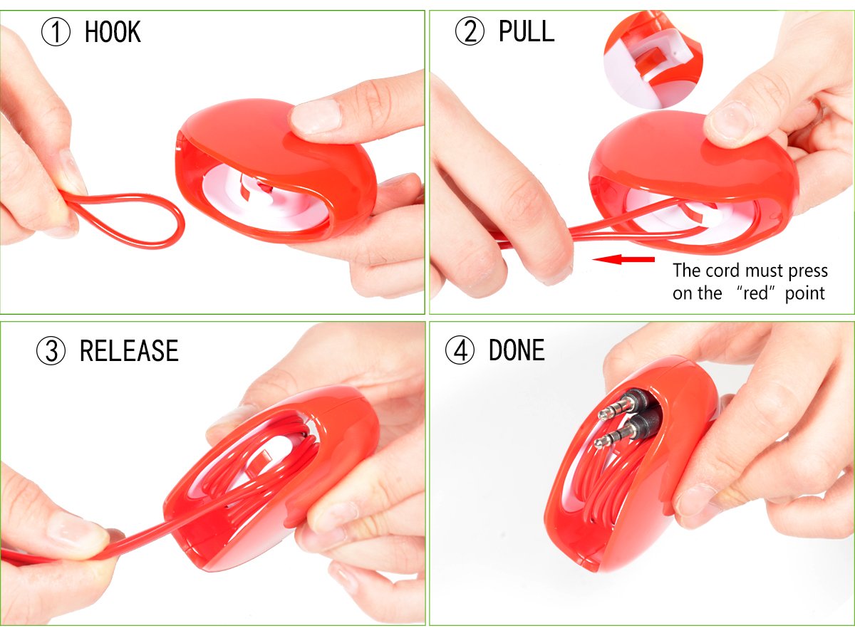 WGear Earbuds Organizer, Cord Manager, Smart Automatic Cord Master, A Simple Pull Then Will Automatic withdraw, The Cord Must Press on The Automatic withdraw Button When Pull WGear