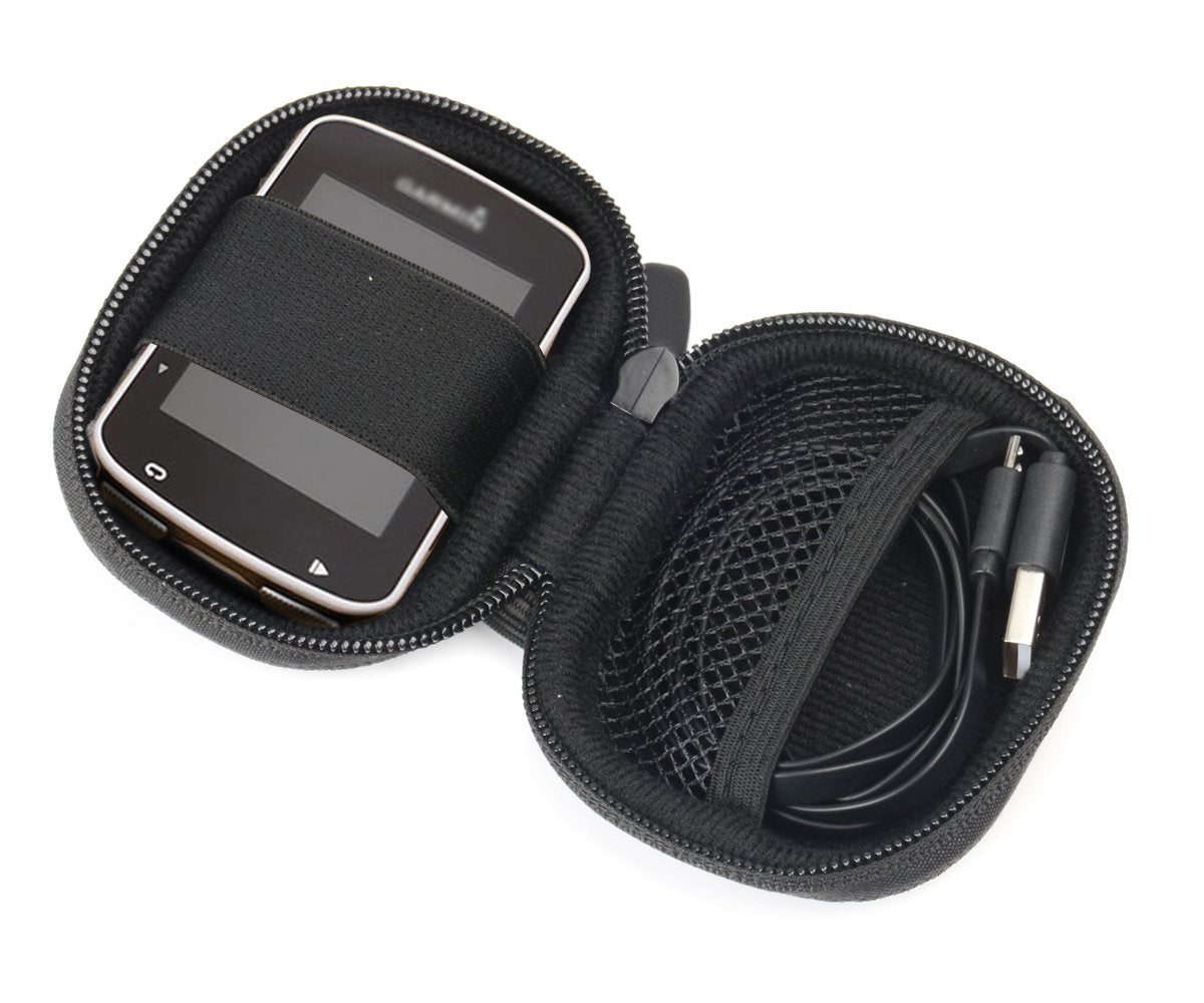 WGear Feature Designed Compact Hard Case for Garmin Edge 520 Bike GP, Edge 820, Elastic Strap in The Base to Secure The Device, and Mesh Pocket for Accessories Ballistic Black WGEAR