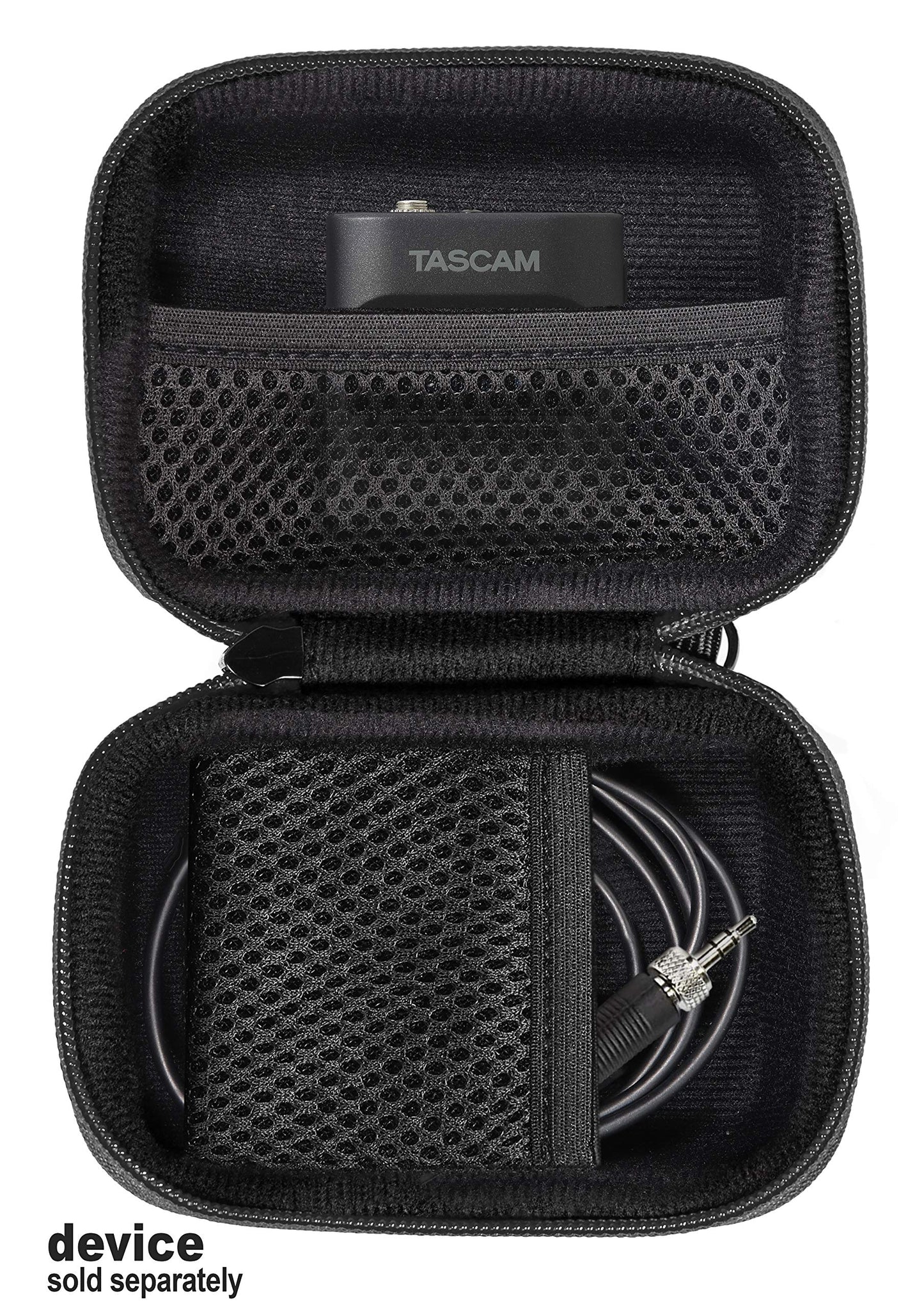 getgear Case for Tscam DR-10L Digital Audio Recorder, mesh Pocket for Lavalier Mic and SD Cards, card reader, Comes with Carabiner for Easy Carrying GETGEAR