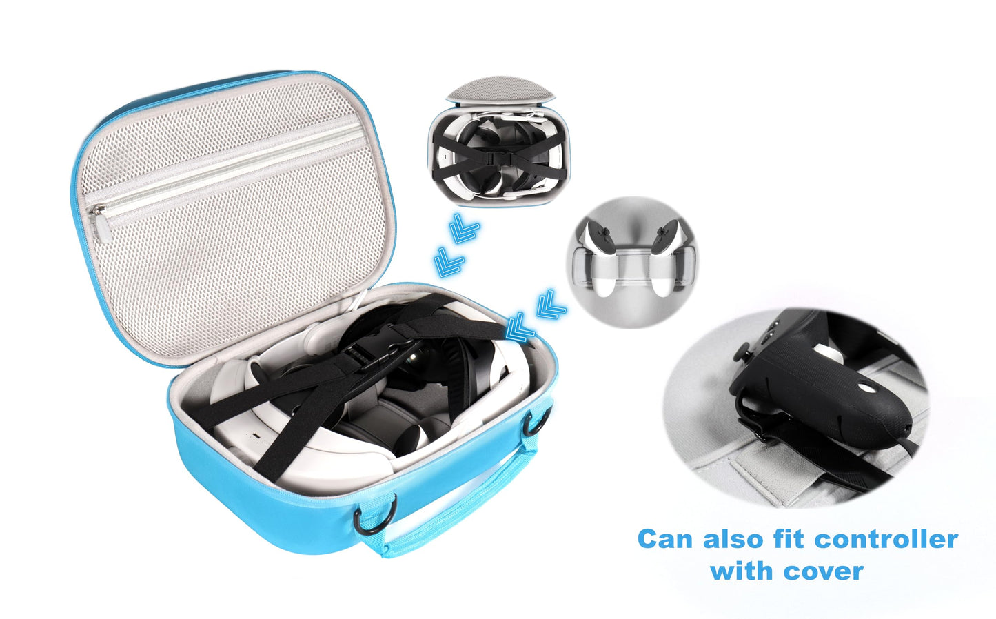 getgear VR Headset Case for Compatible with Meta Quest 3 / 3S, Portable Travel organier for VR and Controllers with Shoulder Strap, Also fits for Meta Quest 2, Oculus Quest 3, Vision Pro GETGEAR