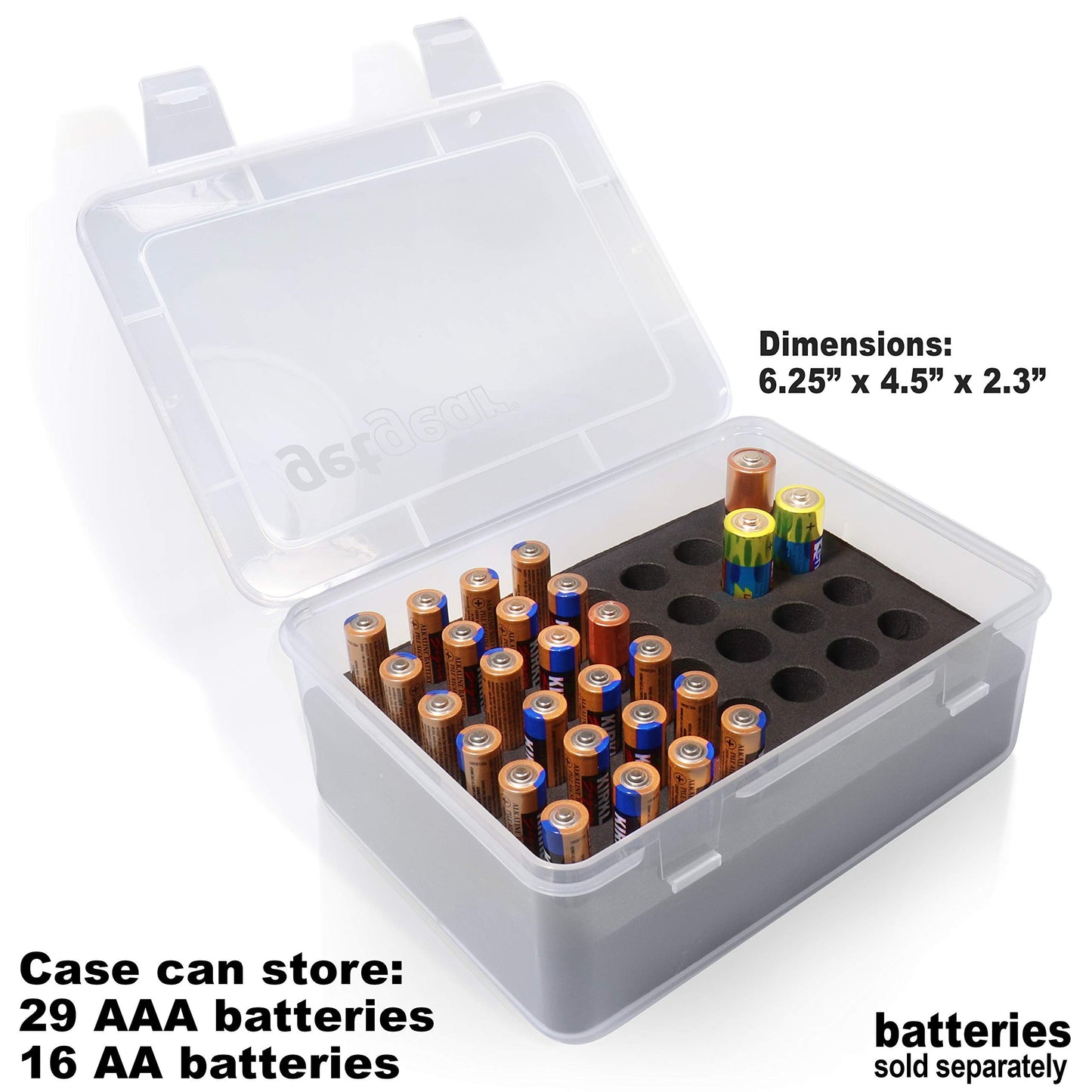 GETGEAR Battery Storage case for AA and AAA Home Alarm Batteries, Customized Inlay to Hold Battery Neat, Ideal case to Keep in Freeze, Moisture Free GETGEAR
