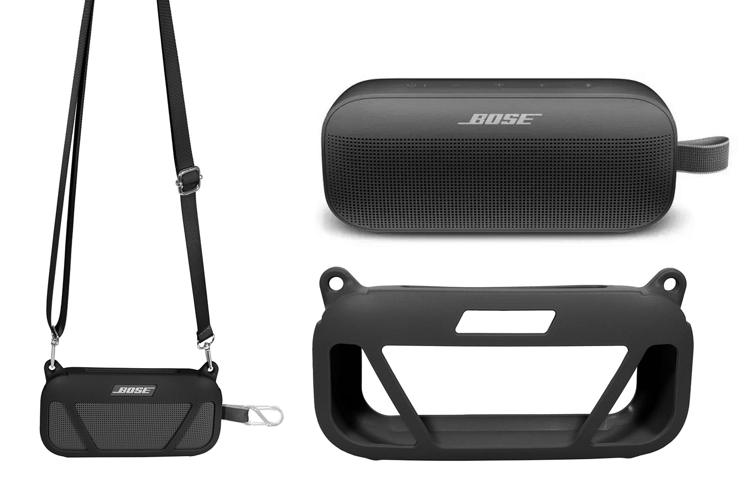 GETGEAR Case for Bose SoundLink Flex Bluetooth Portable Speaker by getgear, mesh Pocket for Charger Cord, Detachable Wrist Strap GETGEAR
