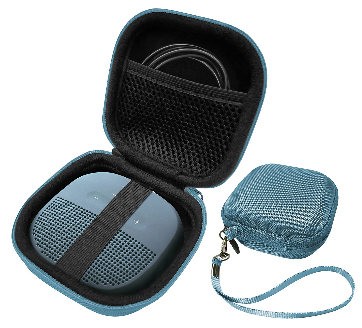 Feature Protective Case for Bose SoundLink Micro Bluetooth Speaker by WGear, Featured Design with mesh Pocket for Cable and Other Accessories, Elastic Strap to Secure Device WGear