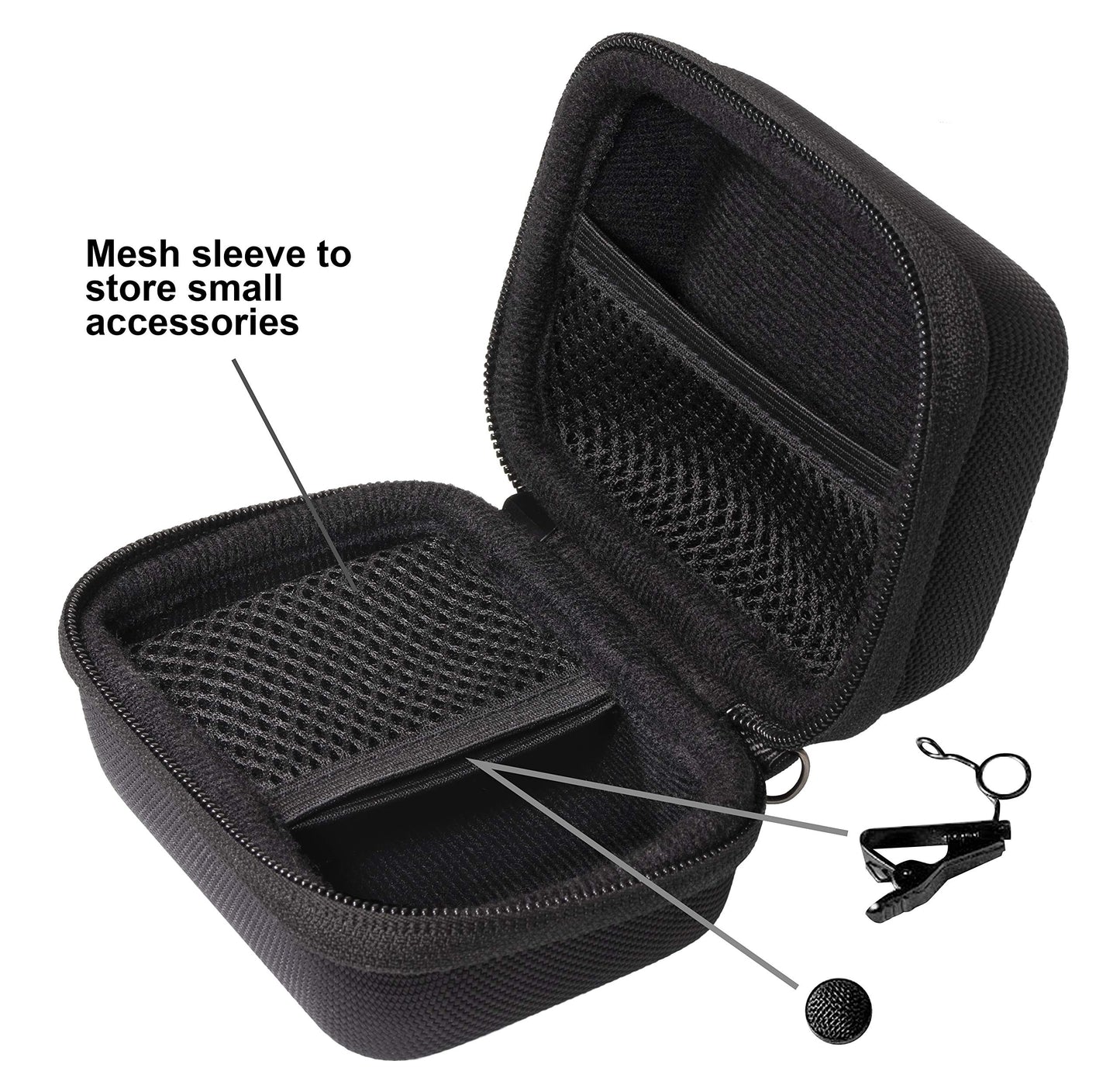 getgear Case for Tscam DR-10L Digital Audio Recorder, mesh Pocket for Lavalier Mic and SD Cards, card reader, Comes with Carabiner for Easy Carrying GETGEAR