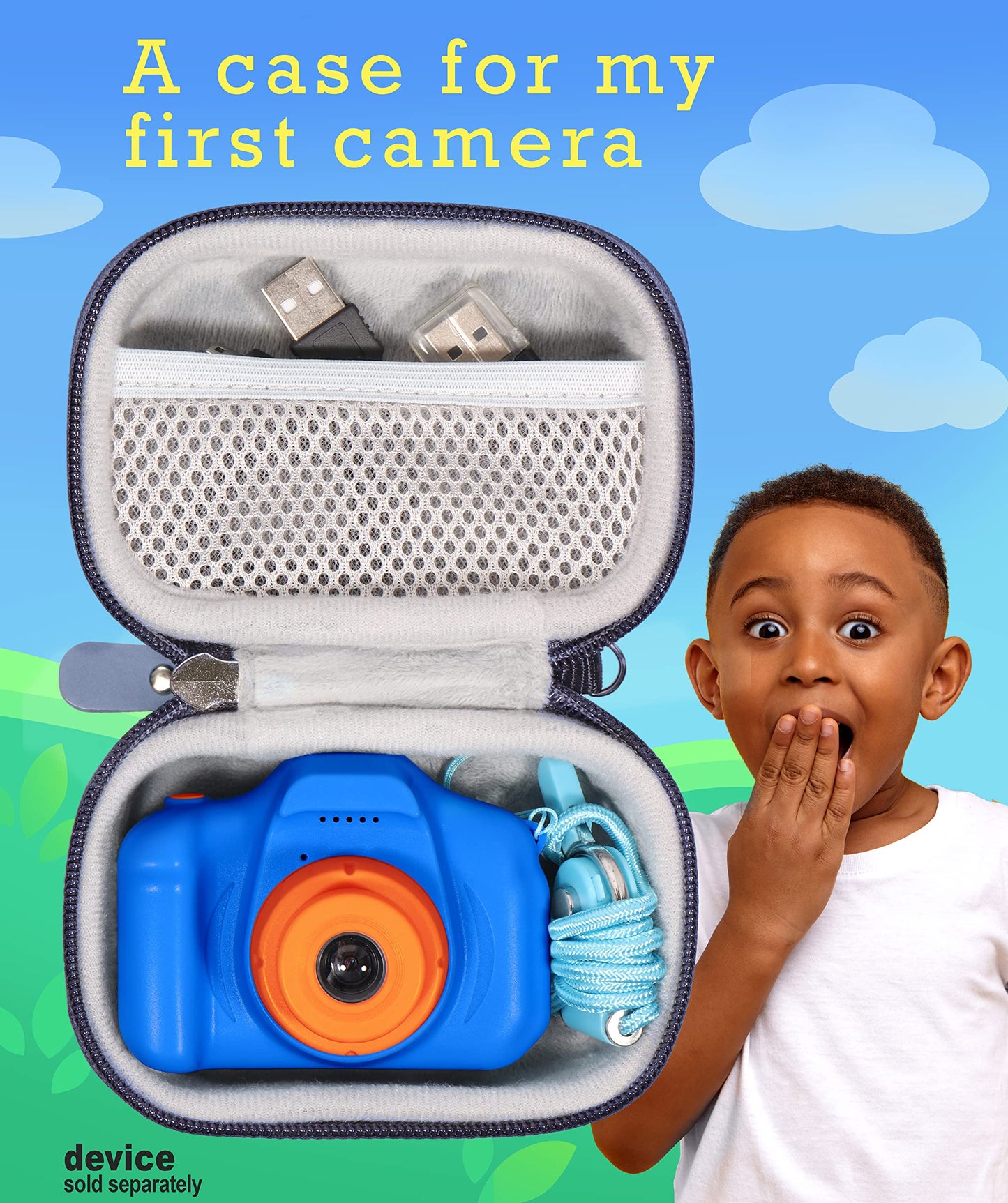 getgear Camera case for Seckton Kids Selfie Camera, organizing Travel case with mesh Pocket and Detachable Wrist Strap GETGEAR