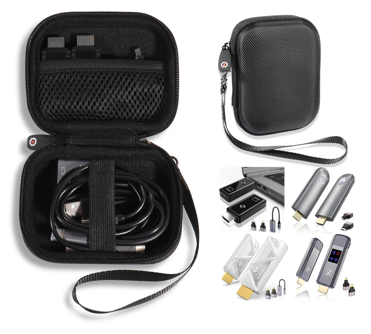GETGEAR Case for Wireless HDMI Transmitter and Receiver 4K compatible with Elalighjt, BRAIDOL, pjp, Fimilo, j5create, Dnogjo, Lemorele, FIGEBNY, Kihoplly GETGEAR