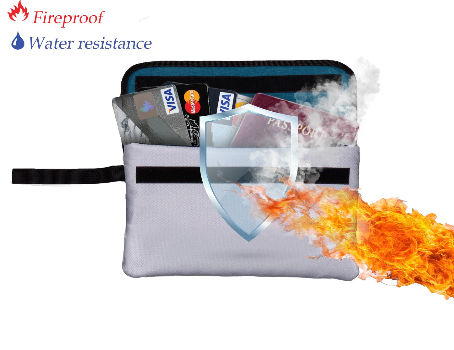 GETGEAR Fireproof Document Bag, Fire and Water resistant Safe Protects legal documents, contract, Birth Certificates, Cash and other Valuables, handle for easy carrying
