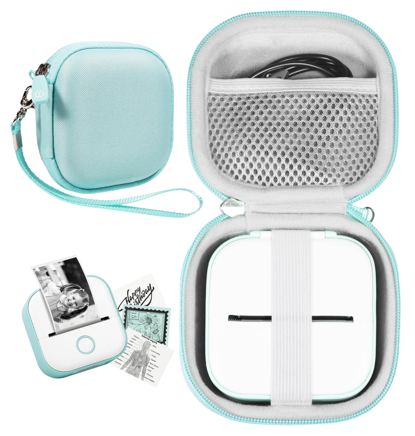 GETGEAR Printer Case for Mini Printer- Memoking T02 Mini Portable Small Printer, Sticker Printer case, Receipt Printer case