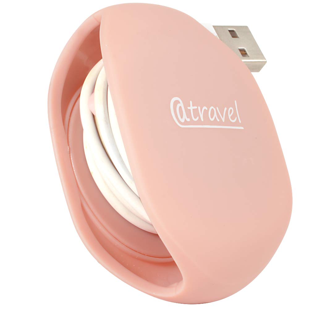 WGear Earbuds Organizer, Cord Manager, Smart Automatic Cord Master, A Simple Pull Then Will Automatic withdraw, The Cord Must Press on The Automatic withdraw Button When Pull (Rose Gold) WGear